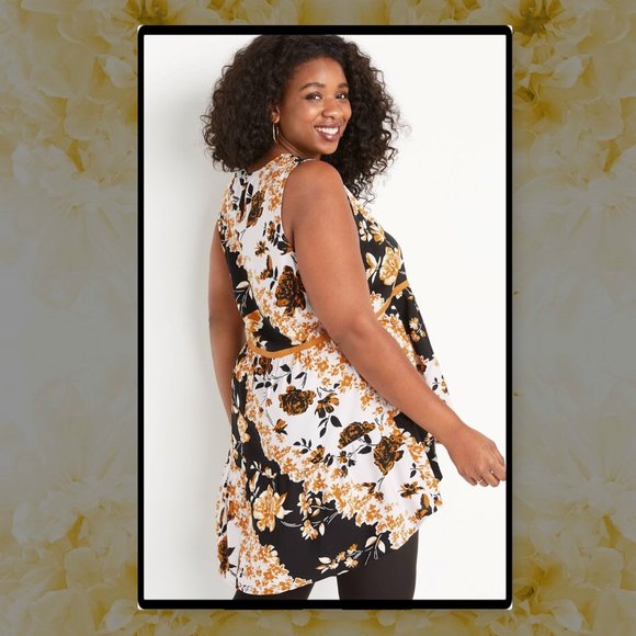 Maurices Plus Size Black Floral High Low Tank Top 3X - Picture 3 of 9